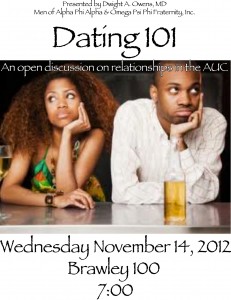 Dr. Owens & Morehouse College Alphi Phi Alpha and Omega Psi Phi Chapters Present "An open discussion on relationships in the AUC" 
